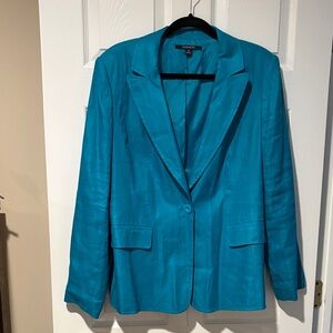Chadwicks Bright Teal Blue Single-Button Blazer